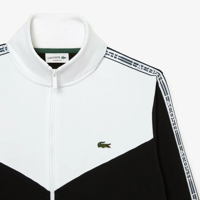 Sweaters and Sweatshirts Men Lacoste Mens Lacoste Classic Fit Colorblock Zipped Jogger Sweatshirt Black White 258