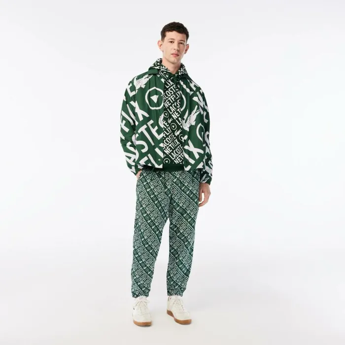 Sweaters and Sweatshirts Men Lacoste Mens Lacoste X Netflix Loose Fit Organic Cotton Sweatshirt Green White 291