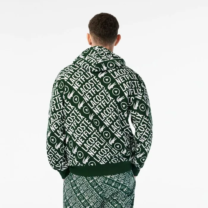 Sweaters and Sweatshirts Men Lacoste Mens Lacoste X Netflix Loose Fit Organic Cotton Sweatshirt Green White 291
