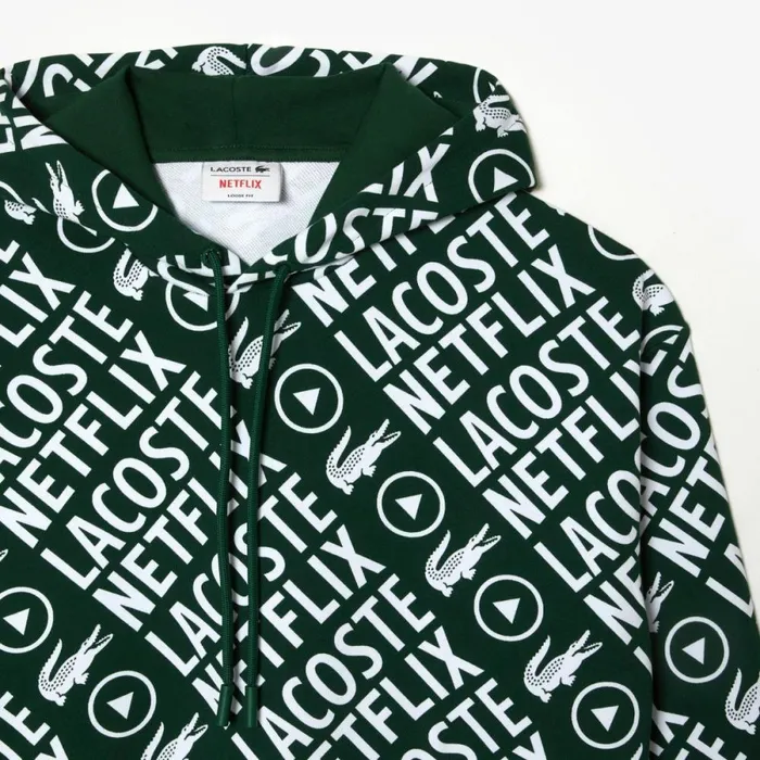 Sweaters and Sweatshirts Men Lacoste Mens Lacoste X Netflix Loose Fit Organic Cotton Sweatshirt Green White 291