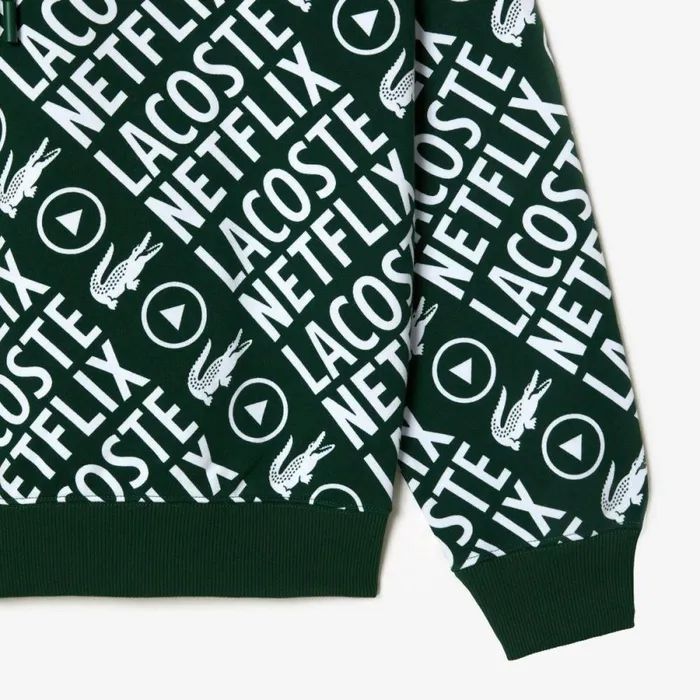 Sweaters and Sweatshirts Men Lacoste Mens Lacoste X Netflix Loose Fit Organic Cotton Sweatshirt Green White 291