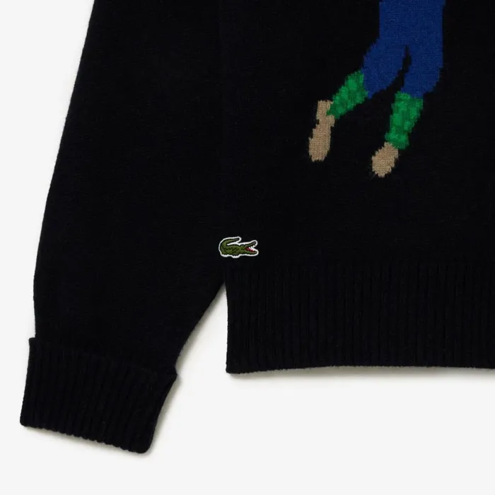 Sweaters and Sweatshirts MenWomen Lacoste Unisex Golfer Motif Cardigan Navy Blue White Qrn
