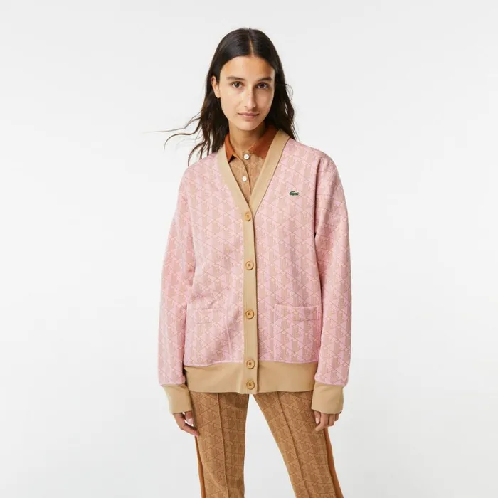 Sweaters and Sweatshirts MenWomen Lacoste Women039s Loose Fit Monogram Print Cardigan Light Pink Beige Nxg Sweaters and Sweatshirts MenWomen Lacoste Women039s Loose Fit Monogram Print Cardigan Light Pink Beige Nxg