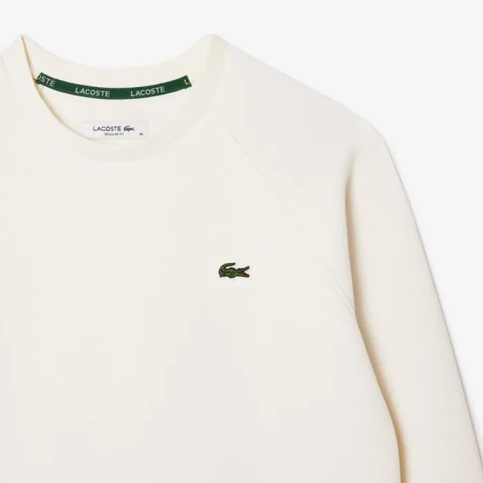 Sweaters and Sweatshirts Women Lacoste Women039s Regular Fit Double Face Piqu Crew Neck Sweatshirt White 70v