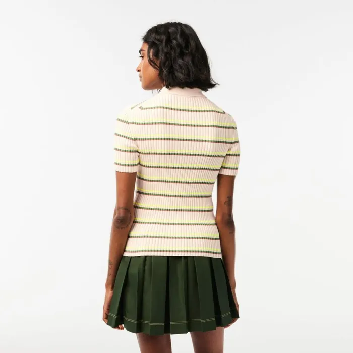 Sweaters and Sweatshirts Women Lacoste Womens Made In France Organic Cotton Striped Polo White Xid