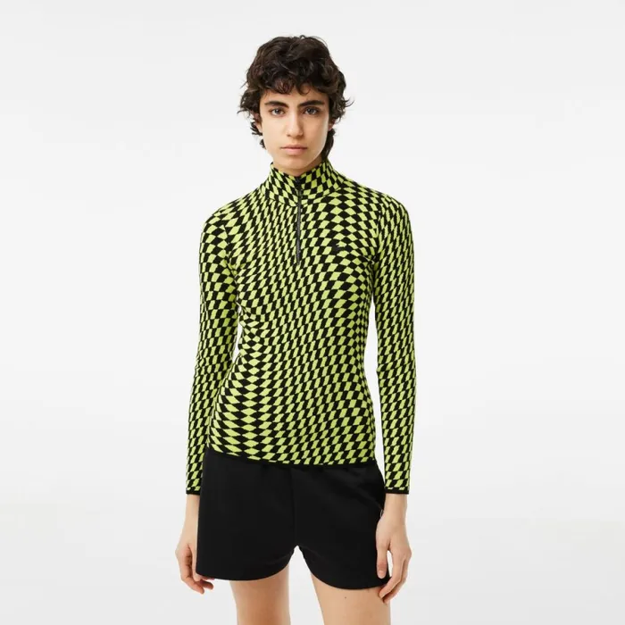Sweaters and Sweatshirts Women Lacoste Womens TwoTone Jacquard HalfZip Sweater Black Beige Uuj Sweaters and Sweatshirts Women Lacoste Womens TwoTone Jacquard HalfZip Sweater Black Beige Uuj