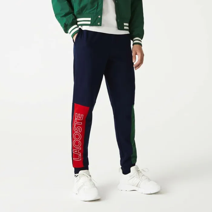 Sweatpants and Trousers Men Lacoste Men039s Colorblock Cotton Fleece Sweatpants Navy Blue Green Red 4xn