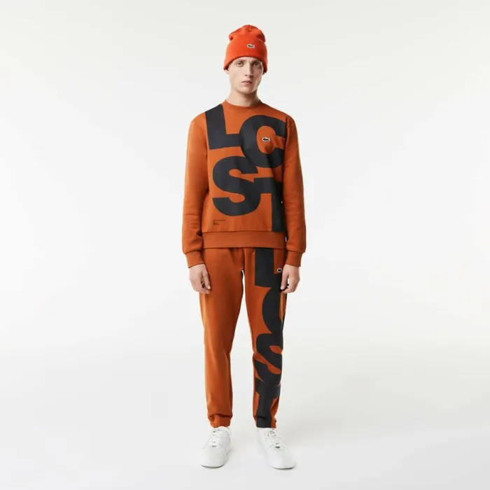 Sweatpants and Trousers Men Lacoste Men039s Contrast Lettering Cotton Sweatpants Brown 3pb