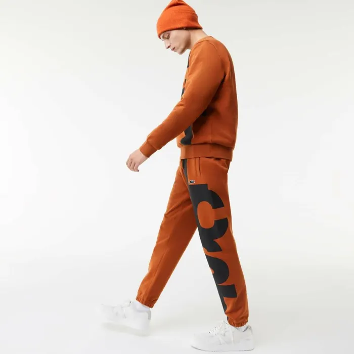 Sweatpants and Trousers Men Lacoste Men039s Contrast Lettering Cotton Sweatpants Brown 3pb