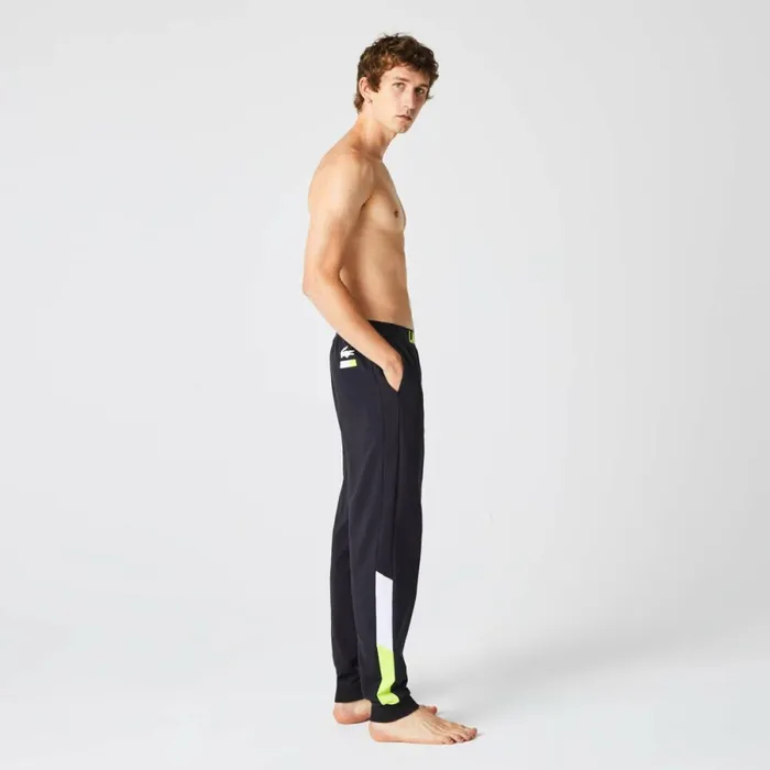 Sweatpants and Trousers Men Lacoste Men039s Oversized Logo Fleece Pajama Pants Dark Grey White Yellow P44