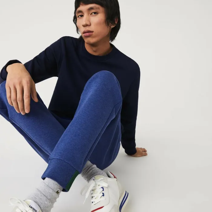 Sweatpants and Trousers Men Lacoste Mens Slim Fit Heathered Cotton Blend Sweatpants Blue Chine Hjd