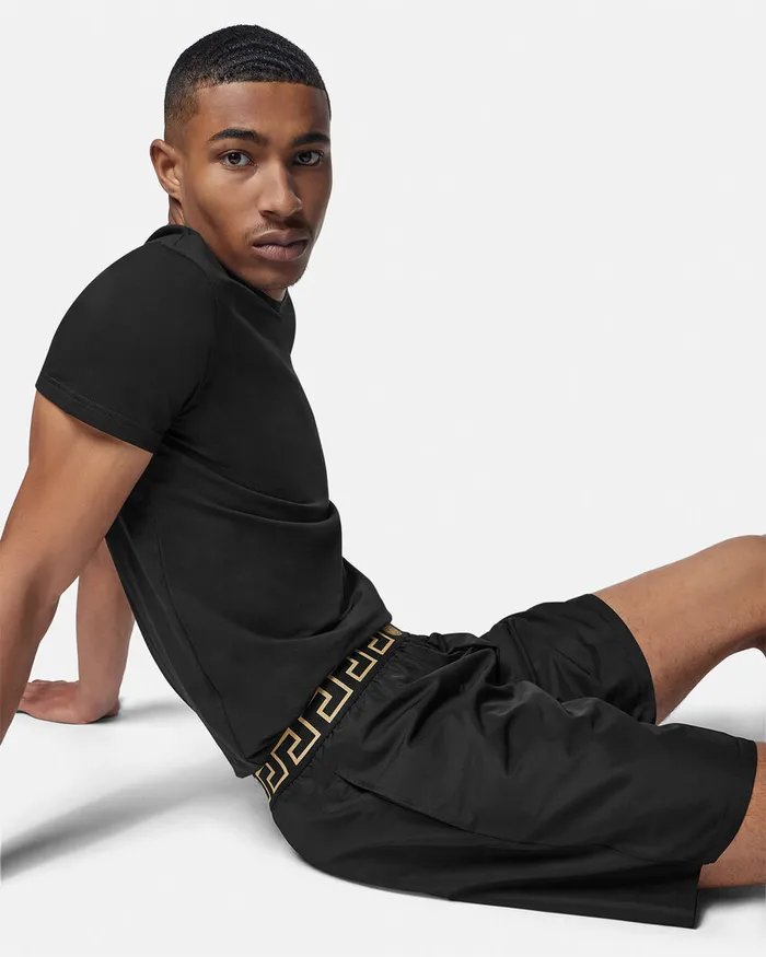 Swimwear Men Versace Greca Border Boardshorts Black