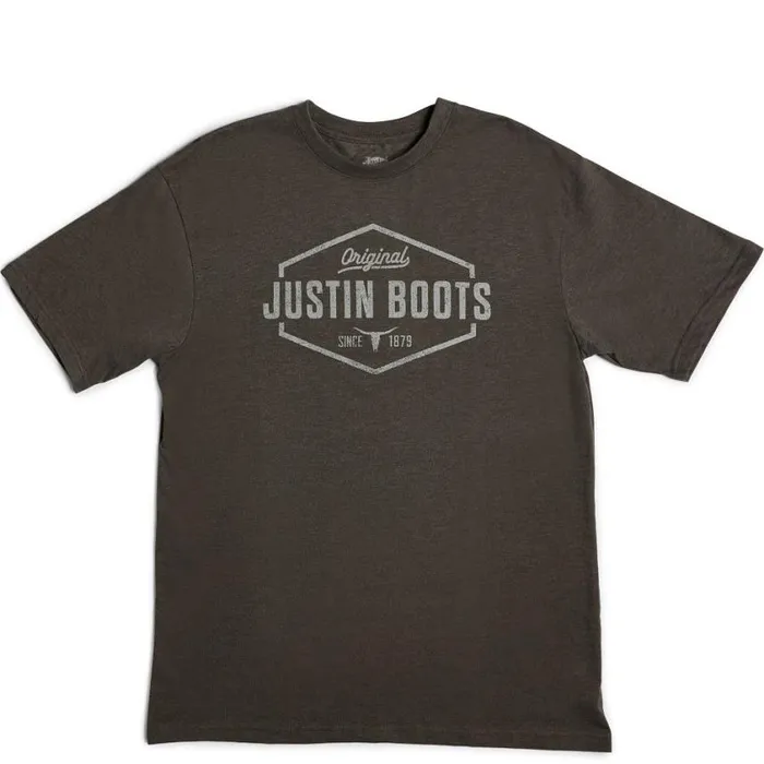 TShirts and Polos Men Justin Boots Justin Hexagon Outline Tee Grey