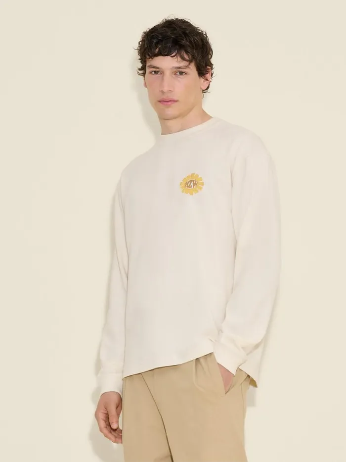 Tshirts and Sweats Men Holzweiler Ranger Logos Long Sleeve Ecru