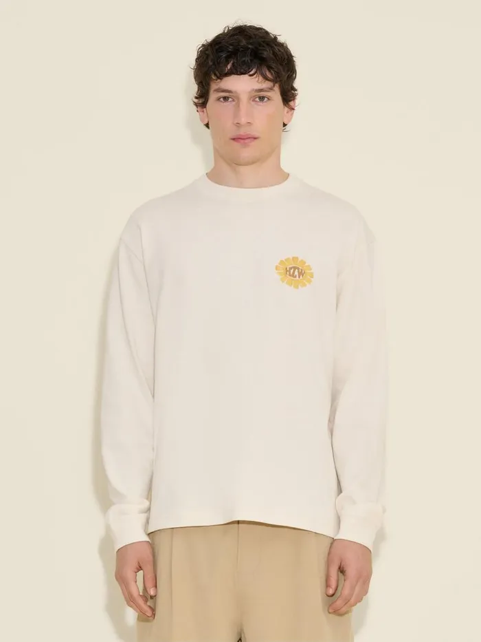 Tshirts and Sweats Men Holzweiler Ranger Logos Long Sleeve Ecru