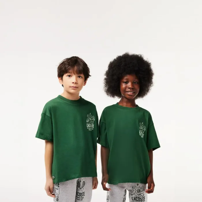 TShirts and Tops Kids Lacoste Kids039 Cotton Jersey Branded TShirt Dark Green Smi