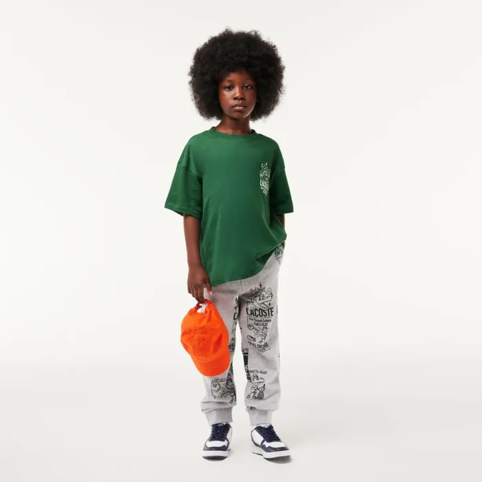 TShirts and Tops Kids Lacoste Kids039 Cotton Jersey Branded TShirt Dark Green Smi