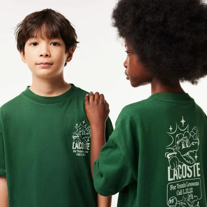 TShirts and Tops Kids Lacoste Kids039 Cotton Jersey Branded TShirt Dark Green Smi