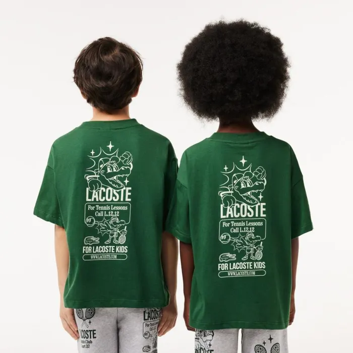 TShirts and Tops Kids Lacoste Kids039 Cotton Jersey Branded TShirt Dark Green Smi