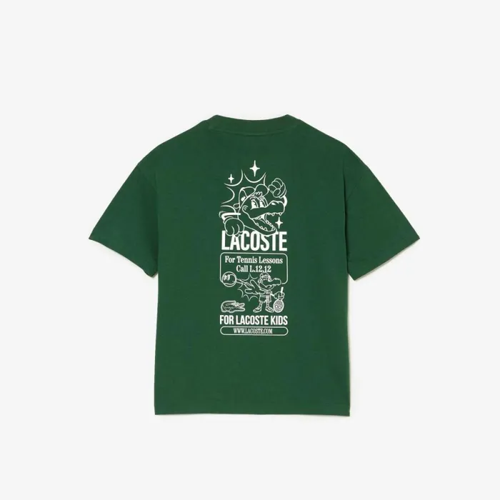 TShirts and Tops Kids Lacoste Kids039 Cotton Jersey Branded TShirt Dark Green Smi