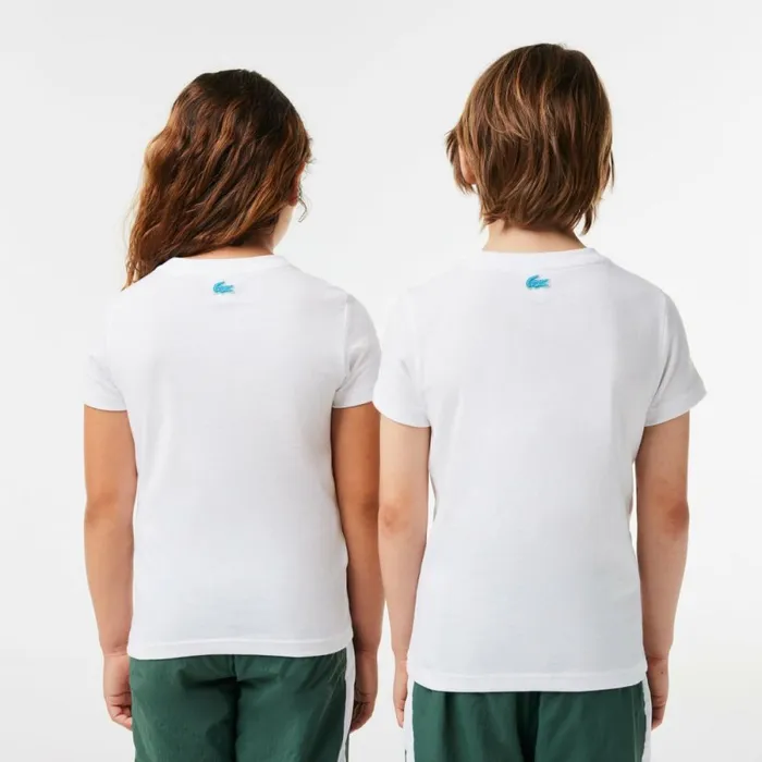 TShirts and Tops Kids Lacoste Kids039 Cotton Jersey Planet Print TShirt White 001