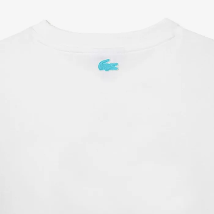 TShirts and Tops Kids Lacoste Kids039 Cotton Jersey Planet Print TShirt White 001