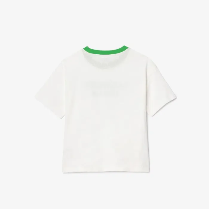 TShirts and Tops Kids Lacoste Kids039 Croc Print Cotton Jersey TShirt White 2cq