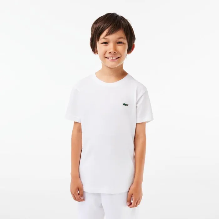 TShirts and Tops Kids Lacoste Kids039 SPORT Breathable Cotton Blend TShirt White 001 TShirts and Tops Kids Lacoste Kids039 SPORT Breathable Cotton Blend TShirt White 001