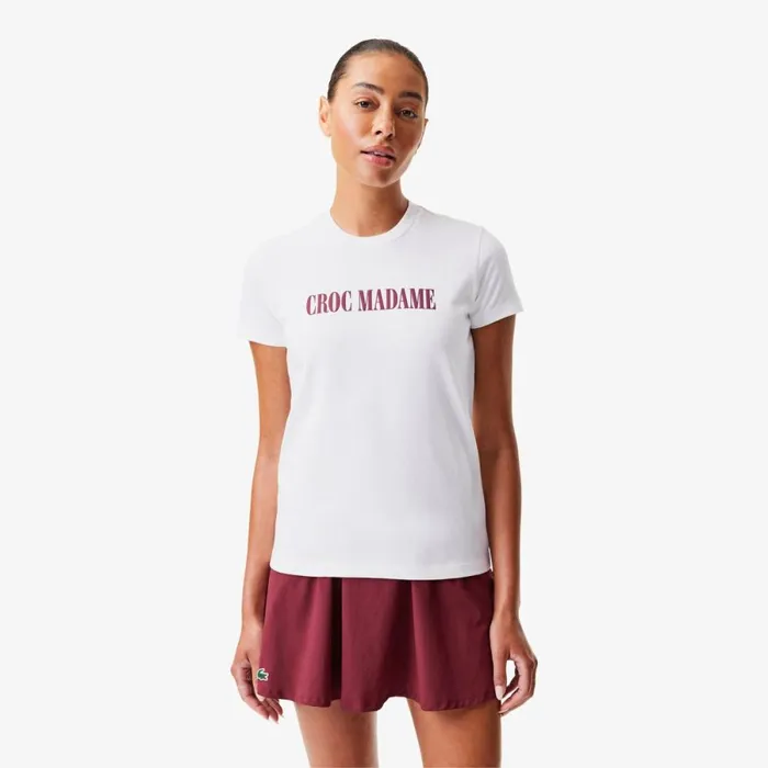 TShirts and Tops Women Lacoste Women039s Lacoste X Bandier Jersey TShirt White Bordeaux Mbi