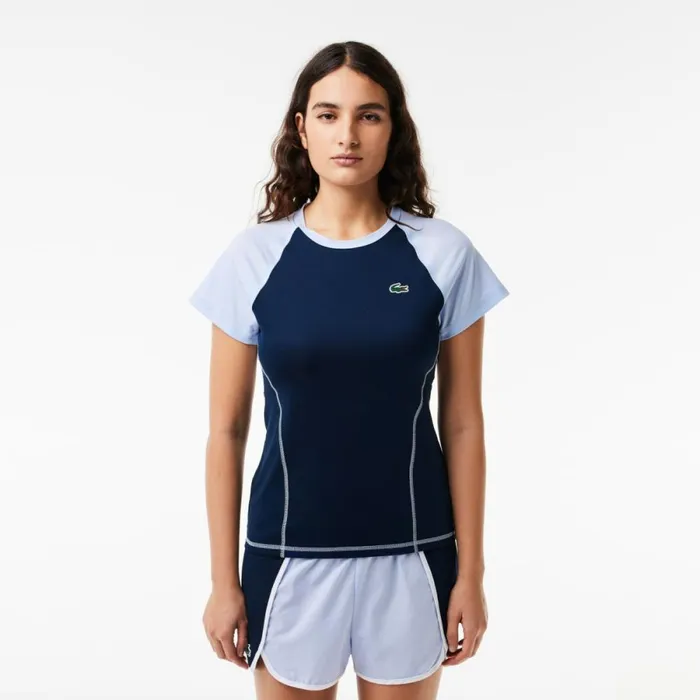 TShirts and Tops Women Lacoste Women039s Slim Fit UltraDry Sport Stretch TShirt Navy Blue Light Blue Wb3 TShirts and Tops Women Lacoste Women039s Slim Fit UltraDry Sport Stretch TShirt Navy Blue Light Blue Wb3