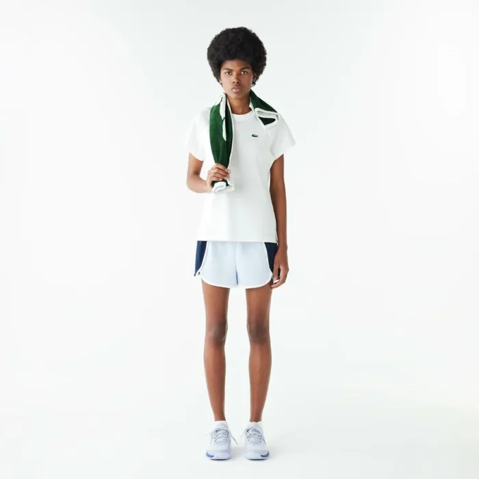 TShirts and Tops Women Lacoste Women039s Slim Fit UltraDry Sport Stretch TShirt White 001