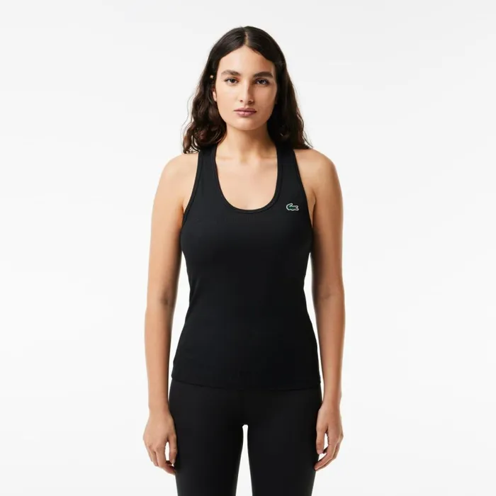 TShirts and Tops Women Lacoste Womens Sport Slim Fit Ribbed Tank Black 031