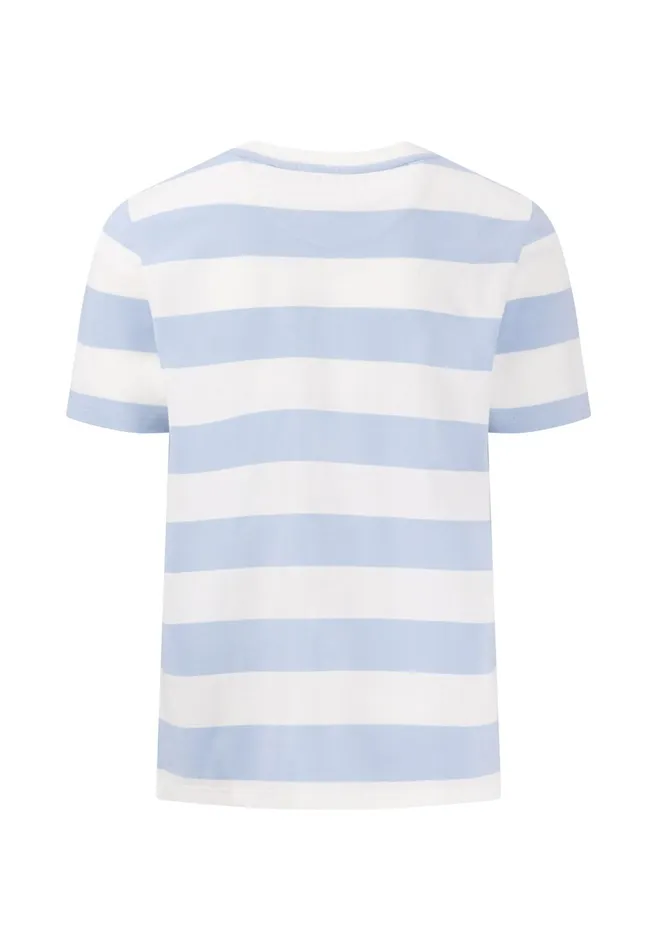 Tshirts Men FYNCHHATTON Striped Tshirt With A Colored LogoTail Navynew Offwhite