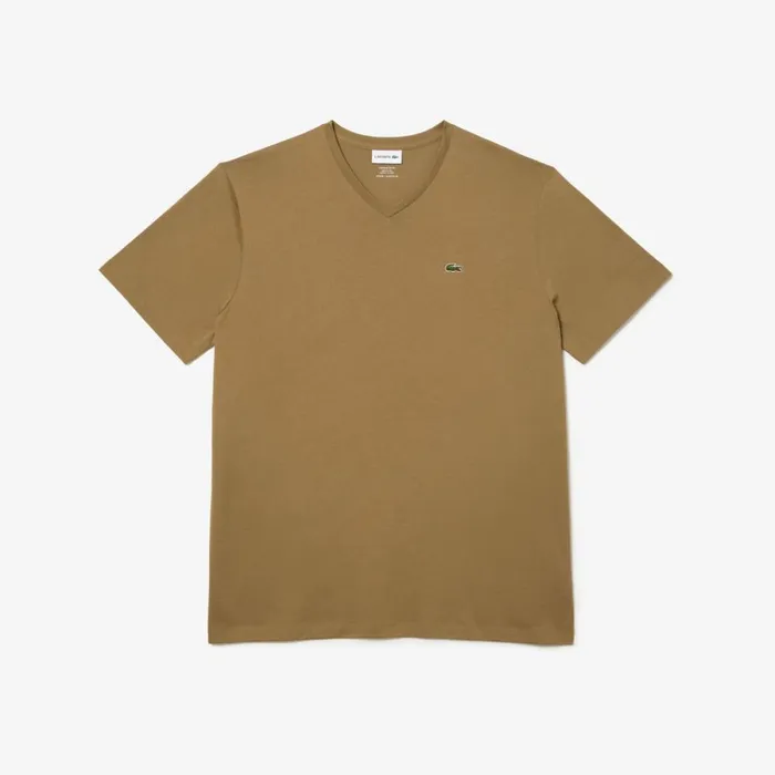 TShirts Men Lacoste Men039s Big Fit VNeck Pima TShirt Brown Six