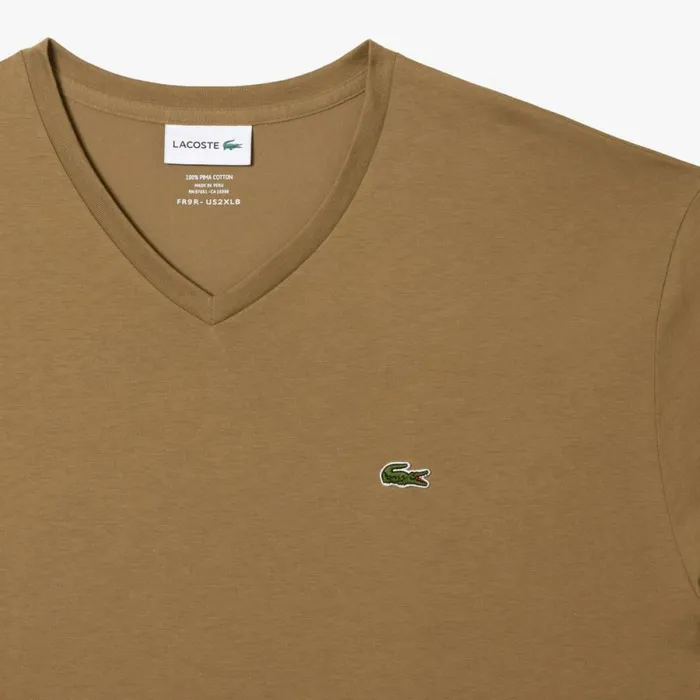 TShirts Men Lacoste Men039s Big Fit VNeck Pima TShirt Brown Six