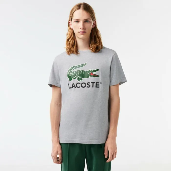 TShirts Men Lacoste Men039s Cotton Jersey Signature Print TShirt Grey Chine Cca TShirts Men Lacoste Men039s Cotton Jersey Signature Print TShirt Grey Chine Cca