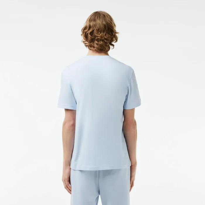 TShirts Men Lacoste Men039s Cotton Jersey Signature Print TShirt Phoenix Blue J2g