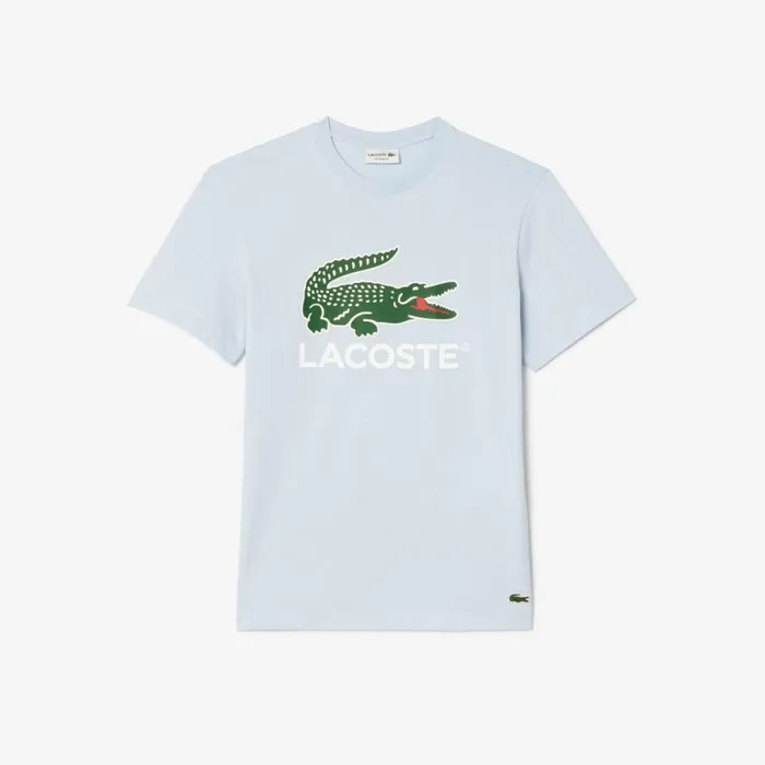 TShirts Men Lacoste Men039s Cotton Jersey Signature Print TShirt Phoenix Blue J2g