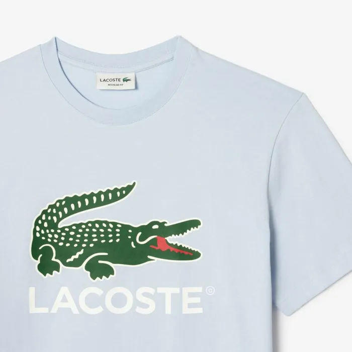 TShirts Men Lacoste Men039s Cotton Jersey Signature Print TShirt Phoenix Blue J2g