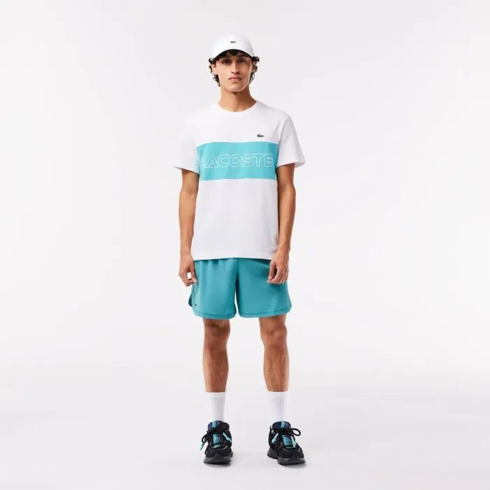 TShirts Men Lacoste Men039s Regular Fit Printed Colorblock TShirt White Blue Ri6
