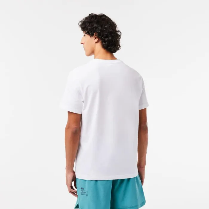 TShirts Men Lacoste Men039s Regular Fit Printed Colorblock TShirt White Blue Ri6