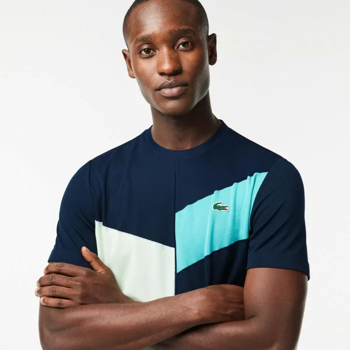 TShirts Men Lacoste Men039s Regular Fit Seamless Tennis TShirt Navy Blue Blue Green White Rih