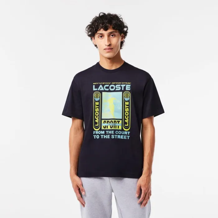 TShirts Men Lacoste Men039s Relaxed Fit Ren Lacoste Print TShirt Abysm Blue Hde TShirts Men Lacoste Men039s Relaxed Fit Ren Lacoste Print TShirt Abysm Blue Hde