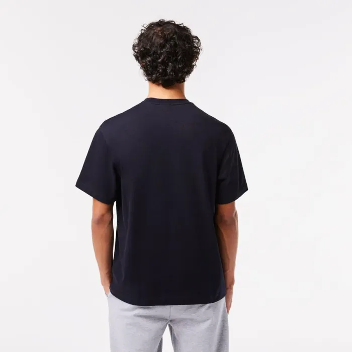 TShirts Men Lacoste Men039s Relaxed Fit Ren Lacoste Print TShirt Abysm Blue Hde