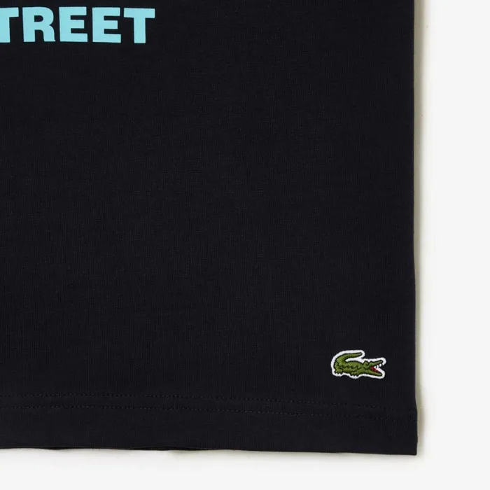TShirts Men Lacoste Men039s Relaxed Fit Ren Lacoste Print TShirt Abysm Blue Hde