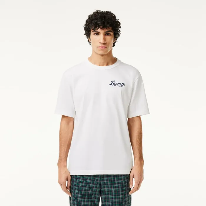 TShirts Men Lacoste Men039s Relaxed Fit UltraDry Printed Golf TShirt White 70v TShirts Men Lacoste Men039s Relaxed Fit UltraDry Printed Golf TShirt White 70v
