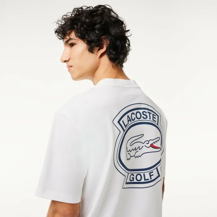 TShirts Men Lacoste Men039s Relaxed Fit UltraDry Printed Golf TShirt White 70v