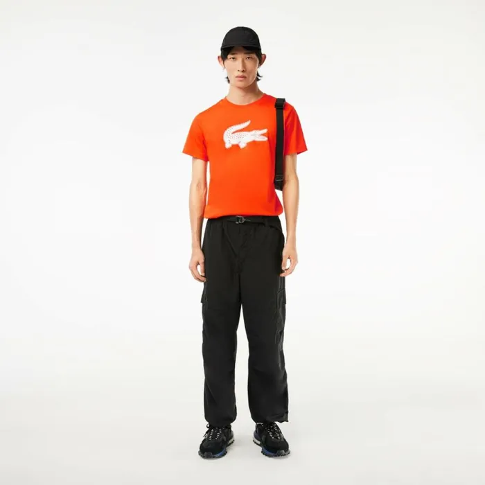 TShirts Men Lacoste Men039s Sport 3D Print Croc Jersey TShirt Orange White Ni6