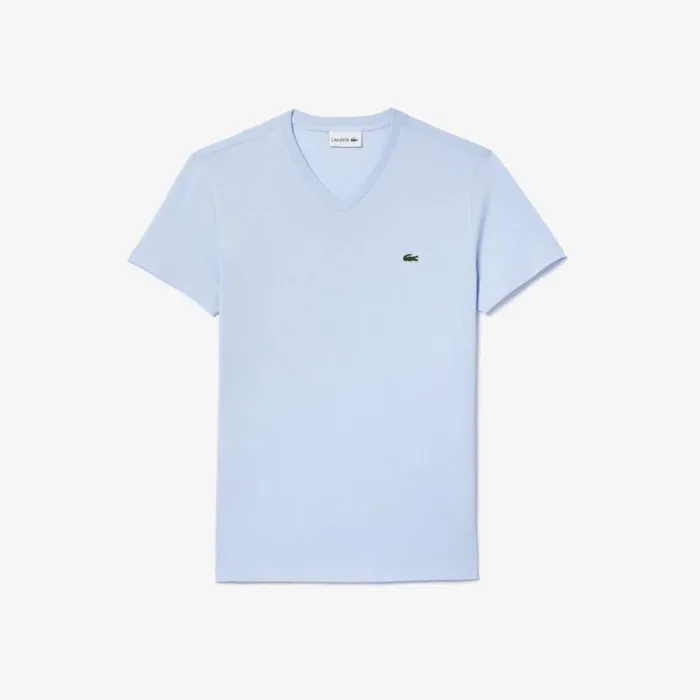 TShirts Men Lacoste Men039s VNeck Pima Cotton Jersey TShirt Phoenix Blue J2g
