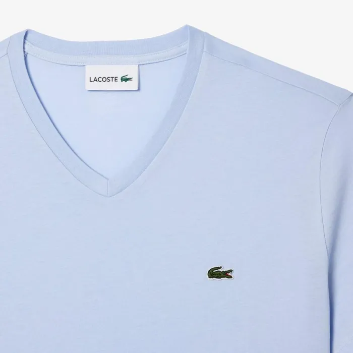 TShirts Men Lacoste Men039s VNeck Pima Cotton Jersey TShirt Phoenix Blue J2g